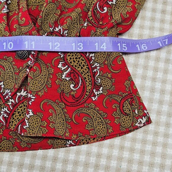 Vintage Josephine Paisley Wrap Front Fitted Waist Professional CareerWear Blouse - Picture 14 of 16